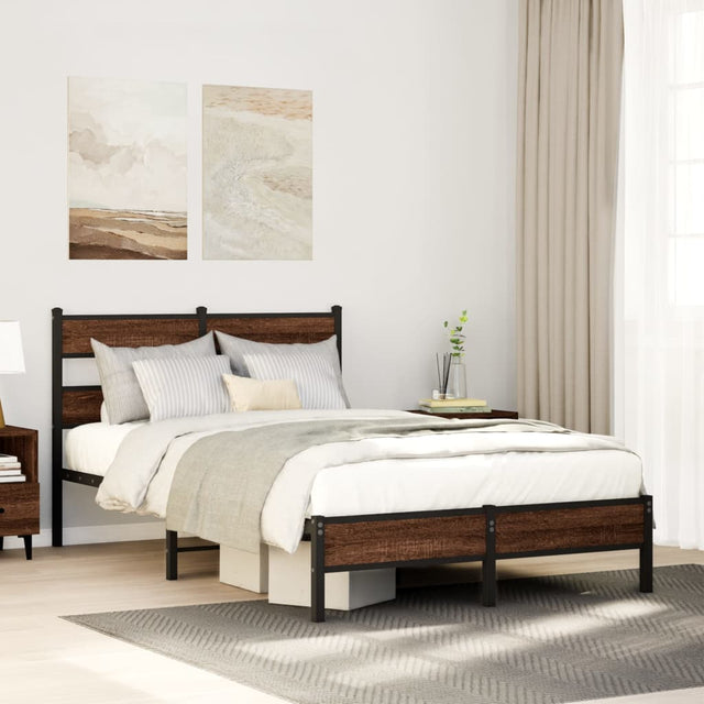 Vidaxl bedframe zonder matras bewerkt hout bruin eikenkleur 120x190 cm