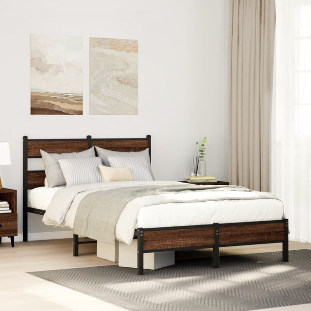 Vidaxl bedframe zonder matras bewerkt hout bruin eikenkleur 120x200 cm