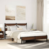 Vidaxl bedframe zonder matras bewerkt hout bruin eikenkleur 137x190 cm