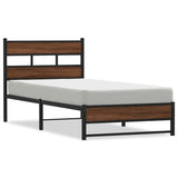 Vidaxl bedframe zonder matras metaal bruin eikenkleurig 75x190 cm