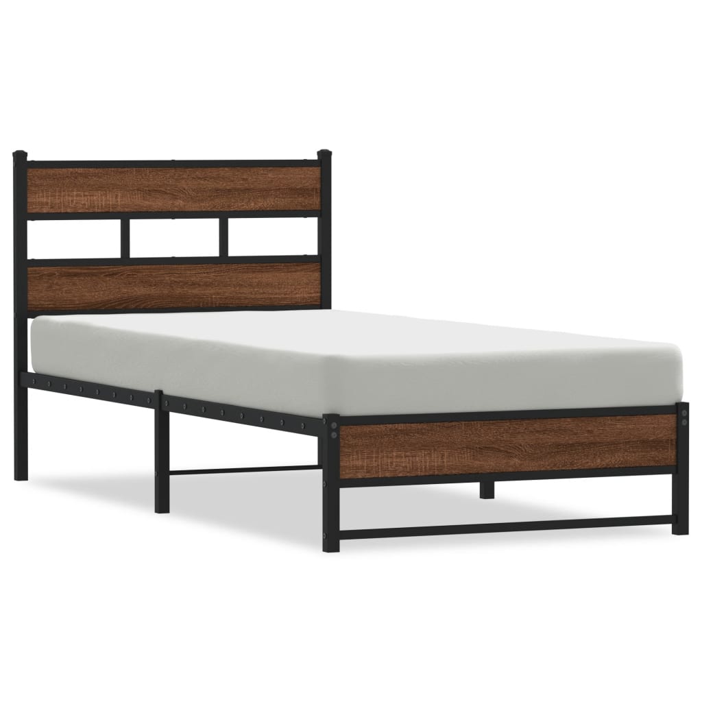 Vidaxl bedframe zonder matras metaal bruin eikenkleurig 90x190 cm