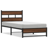 Vidaxl bedframe zonder matras metaal bruin eikenkleurig 107x203 cm
