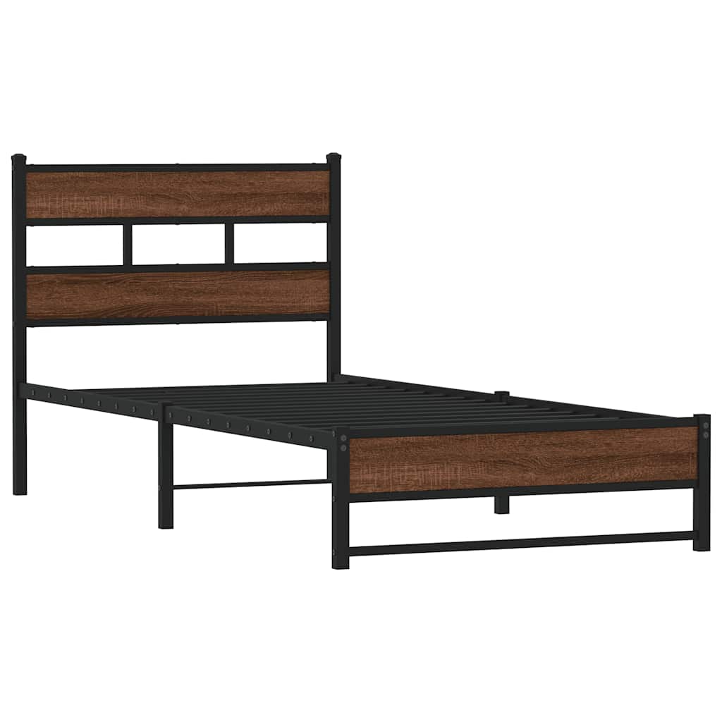 Vidaxl bedframe zonder matras metaal bruin eikenkleurig 107x203 cm