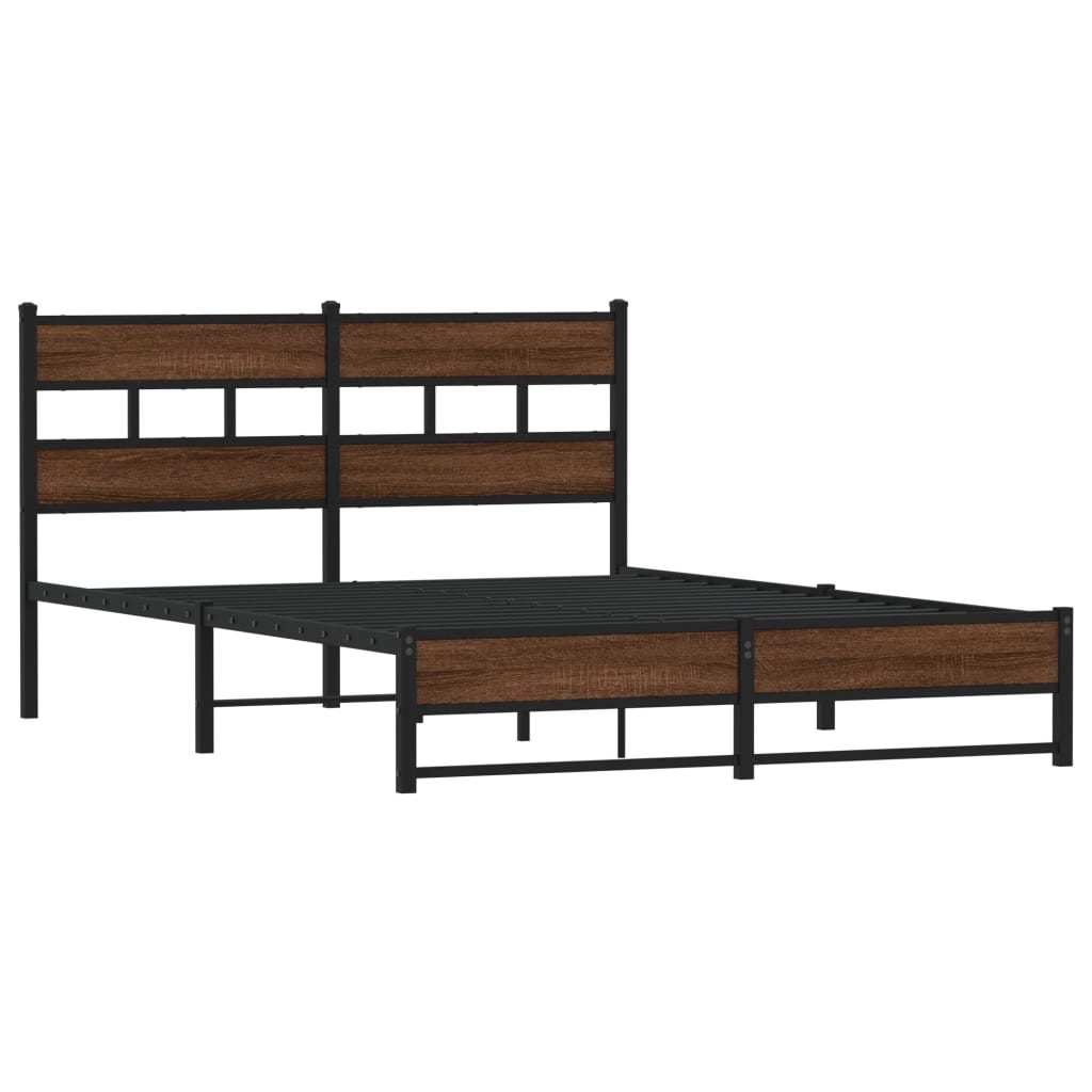 Vidaxl bedframe zonder matras metaal bruin eikenkleurig 135x190 cm