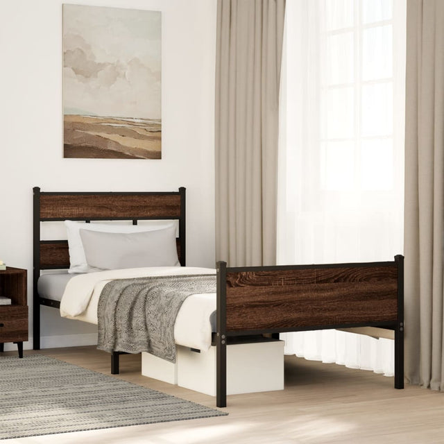 Vidaxl bedframe zonder matras bewerkt hout bruin eikenkleur 90x200 cm