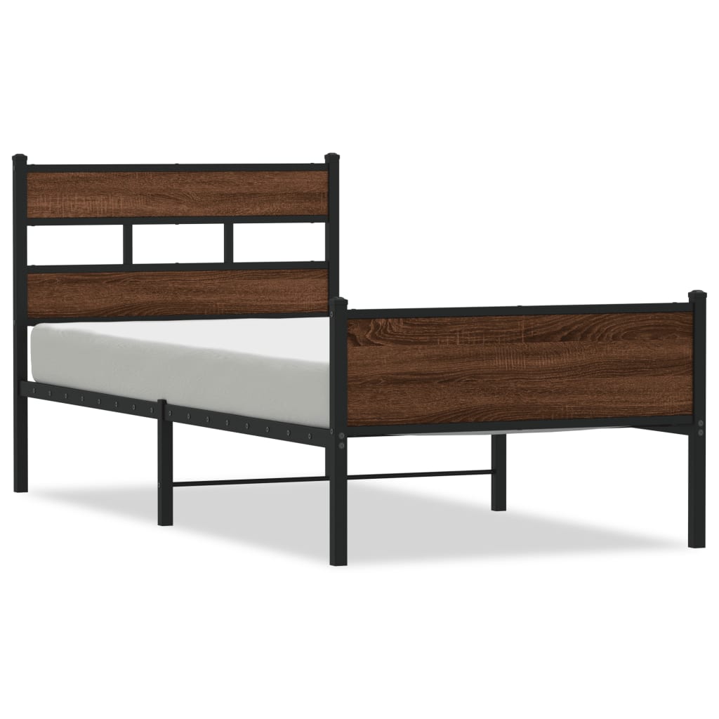 Vidaxl bedframe zonder matras bewerkt hout bruin eikenkleur 107x203 cm