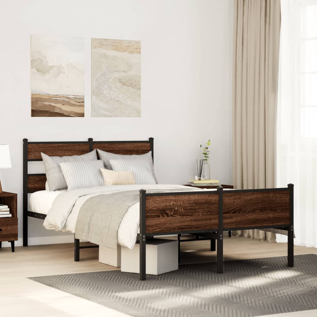 Vidaxl bedframe zonder matras bewerkt hout bruin eikenkleur 120x190 cm