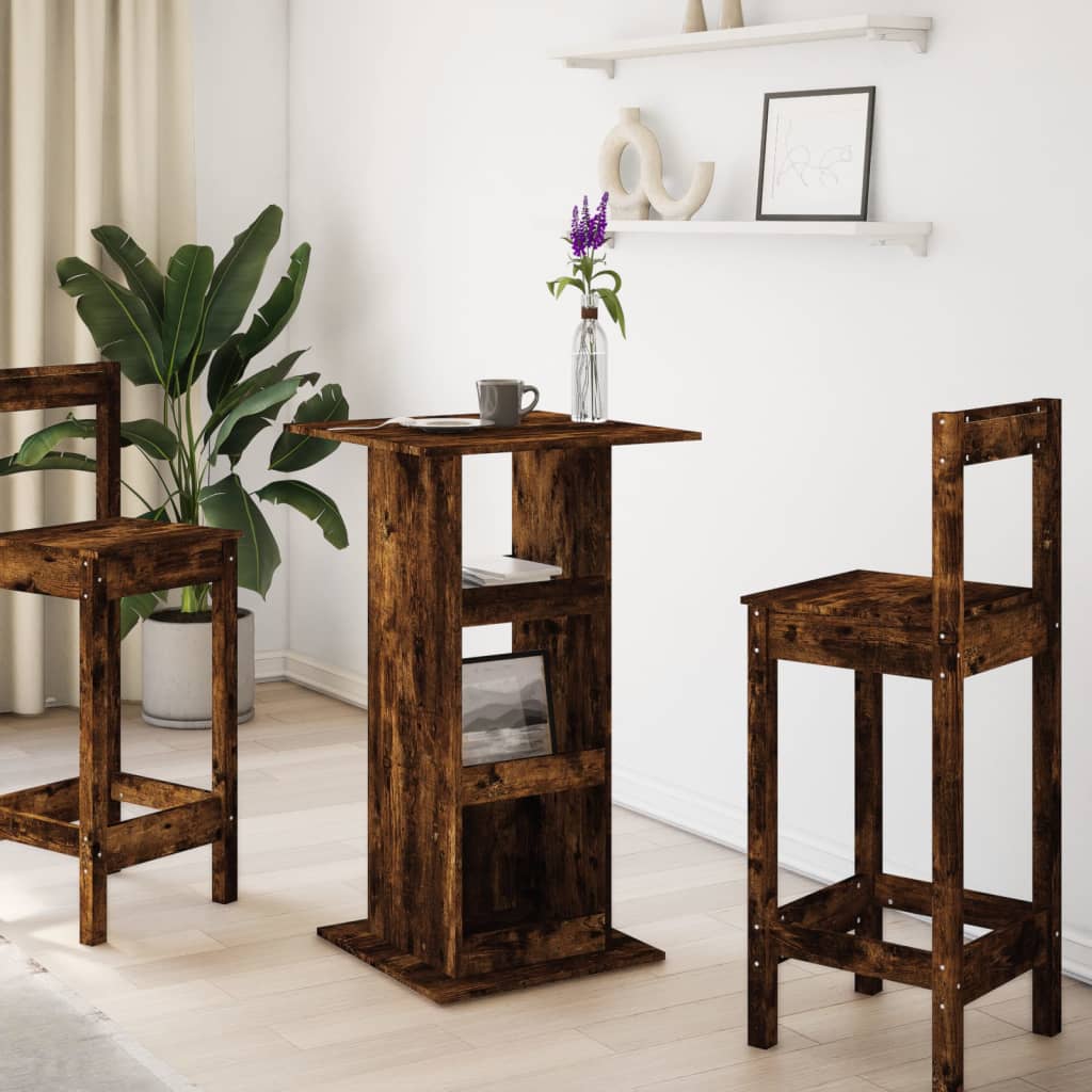 Vidaxl bartafel met opbergruimte 60x60x102 cm hout gerookt eikenkleur