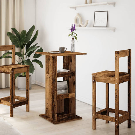 Vidaxl bartafel met opbergruimte 60x60x102 cm hout oud houtkleur