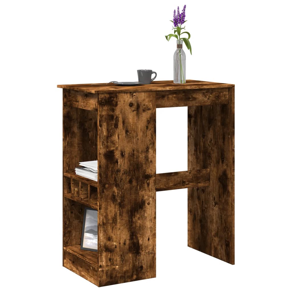 Vidaxl bartafel met rekken 90x47,5x103,5 cm bewerkt hout gerookt eiken