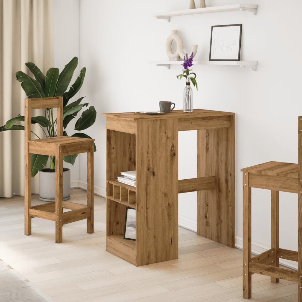 Vidaxl bartafel met rekken 90x47,5x103,5 cm hout artisanaal eikenkleur
