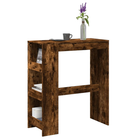 Vidaxl bartafel met rekken 90x40x103,5 cm bewerkt hout gerookt eiken