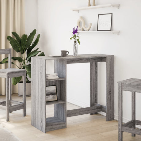 Vidaxl bartafel met schap 124x46x103,5 cm bewerkt hout grijs sonoma
