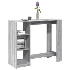 Vidaxl bartafel met schap 124x46x103,5 cm bewerkt hout grijs sonoma