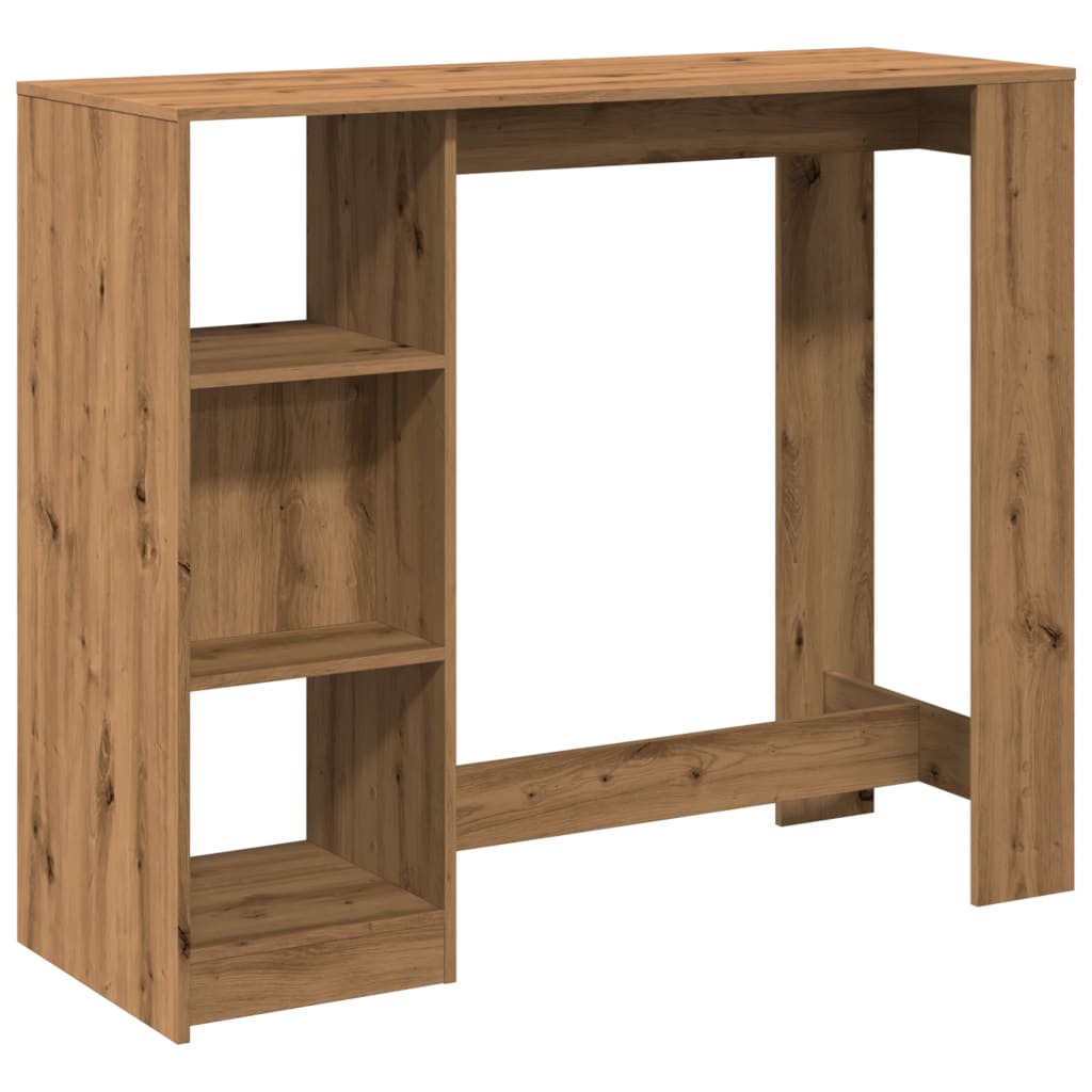 Vidaxl bartafel met schap 124x46x103,5 cm hout artisanaal eikenkleurig