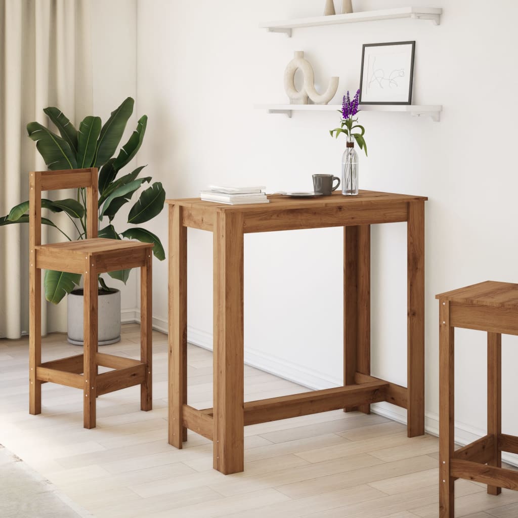 Vidaxl bartafel 102x50x103,5 cm bewerkt hout artisanaal eikenkleurig