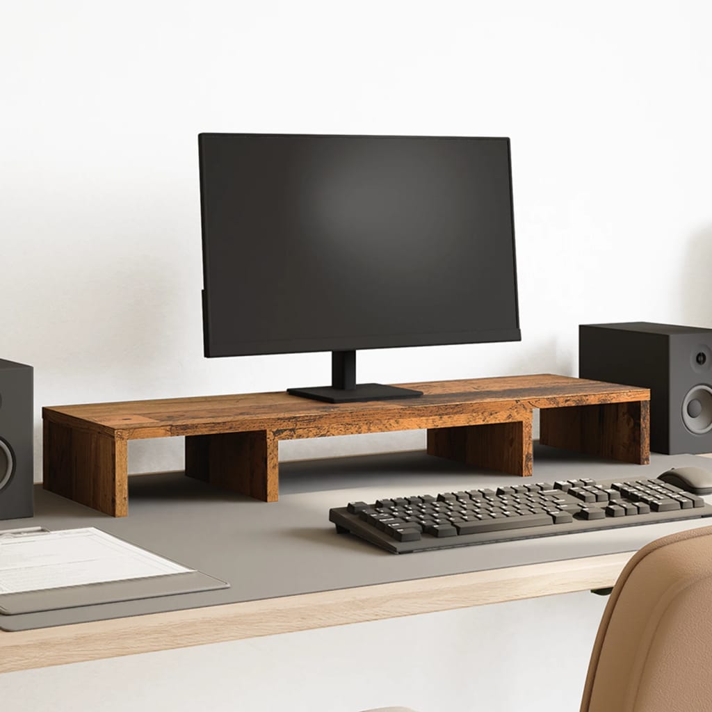 VidaXL Monitorständer verstellbar 80x24x10,5 cm Holz, altholzfarben