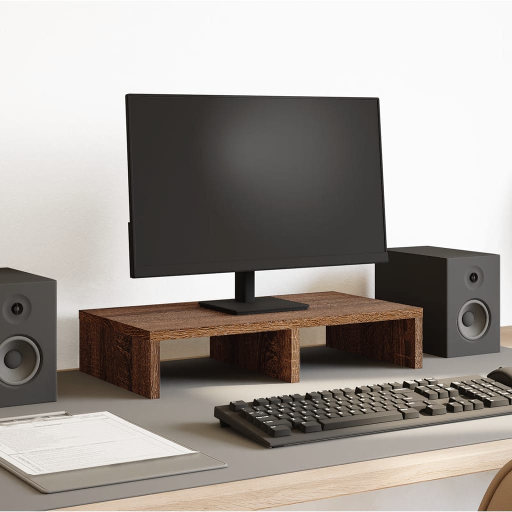 Vidaxxl Monitorständer 50x27x10 cm, Holzwerkstoff, braune Eiche