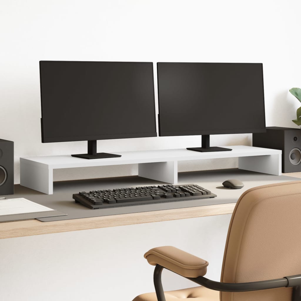 VidaXL Monitorständer 100x27x10 cm Holzwerkstoff weiß