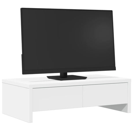 Vidaxxl Monitorständer mit Schubladen 50x27x15 cm, lackiertes Holz weiß
