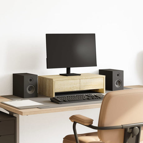 Vidaxxl Monitorständer mit Schubladen 50x27x15 cm, Holzfarbe Sonoma-Eiche
