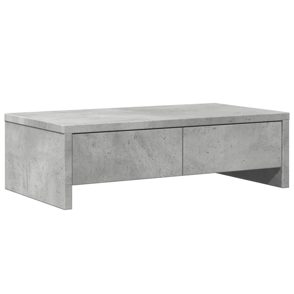Vidaxxl Monitorständer mit Schubladen 50x27x15 cm, Holzwerkstoff, Betongrau