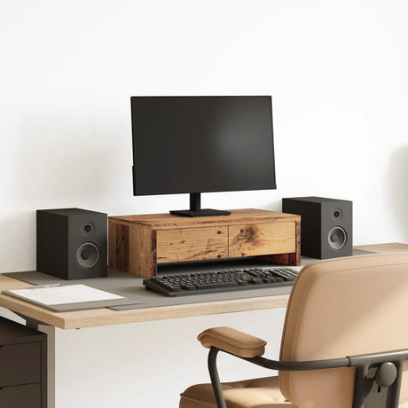 Vidaxxl Monitorständer mit Schubladen 50x27x15 cm verarbeitetes Holz, Altholz