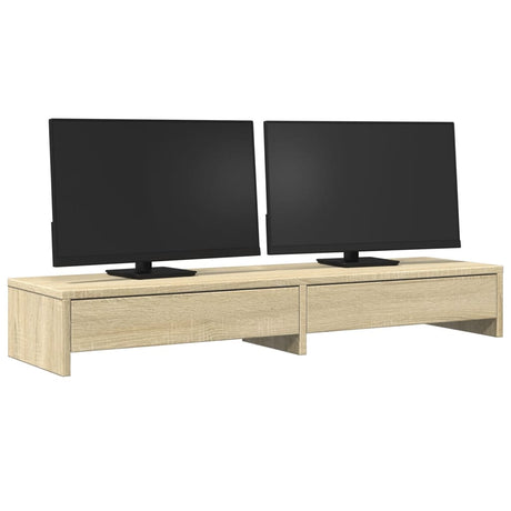 Vidaxxl Monitorständer mit Schubladen 100 x 27 x 15 cm, Holzfarbe Sonoma-Eiche