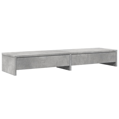 Vidaxxl Monitorständer mit Schubladen 100x27x15 cm, Holzwerkstoff, Betongrau