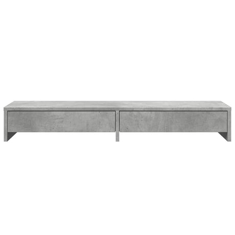 Vidaxxl Monitorständer mit Schubladen 100x27x15 cm, Holzwerkstoff, Betongrau