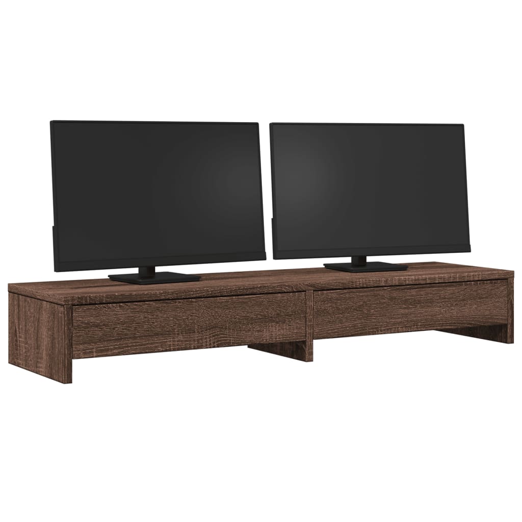 Vidaxxl Monitorständer mit Schubladen 100x27x15 cm Holz braun Eichenfarbe