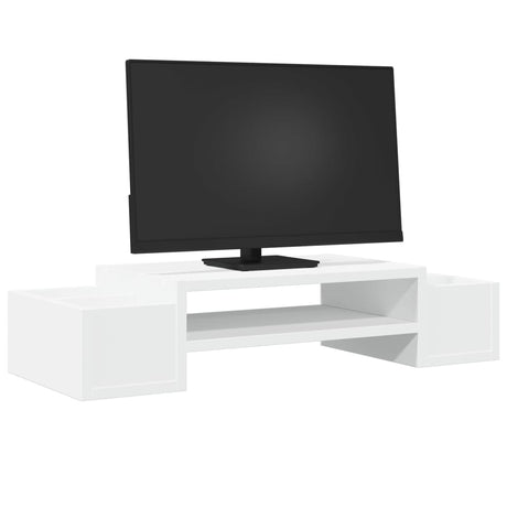 Vidaxxl Monitorständer mit Stauraum 70x27x15 cm, lackiertes Holz weiß
