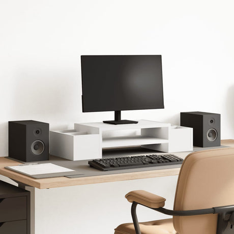 Vidaxxl Monitorständer mit Stauraum 70x27x15 cm, lackiertes Holz weiß