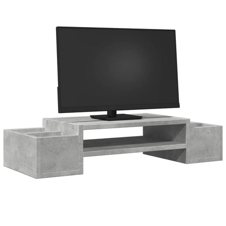 Vidaxxl Monitorständer mit Stauraum 70x27x15 cm Holz Betongrau