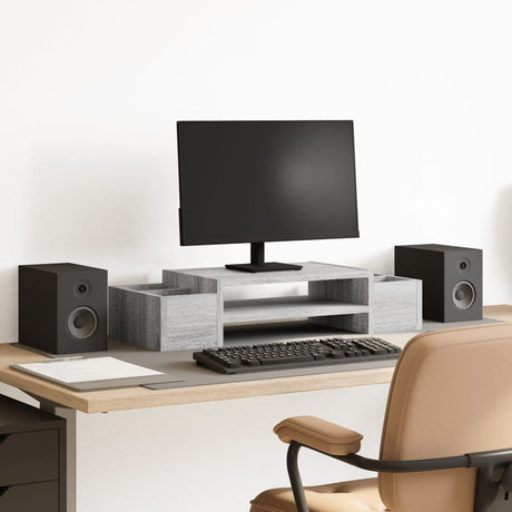 Vidaxxl Monitorständer mit Stauraum 70x27x15 cm Holzgrau Sonoma