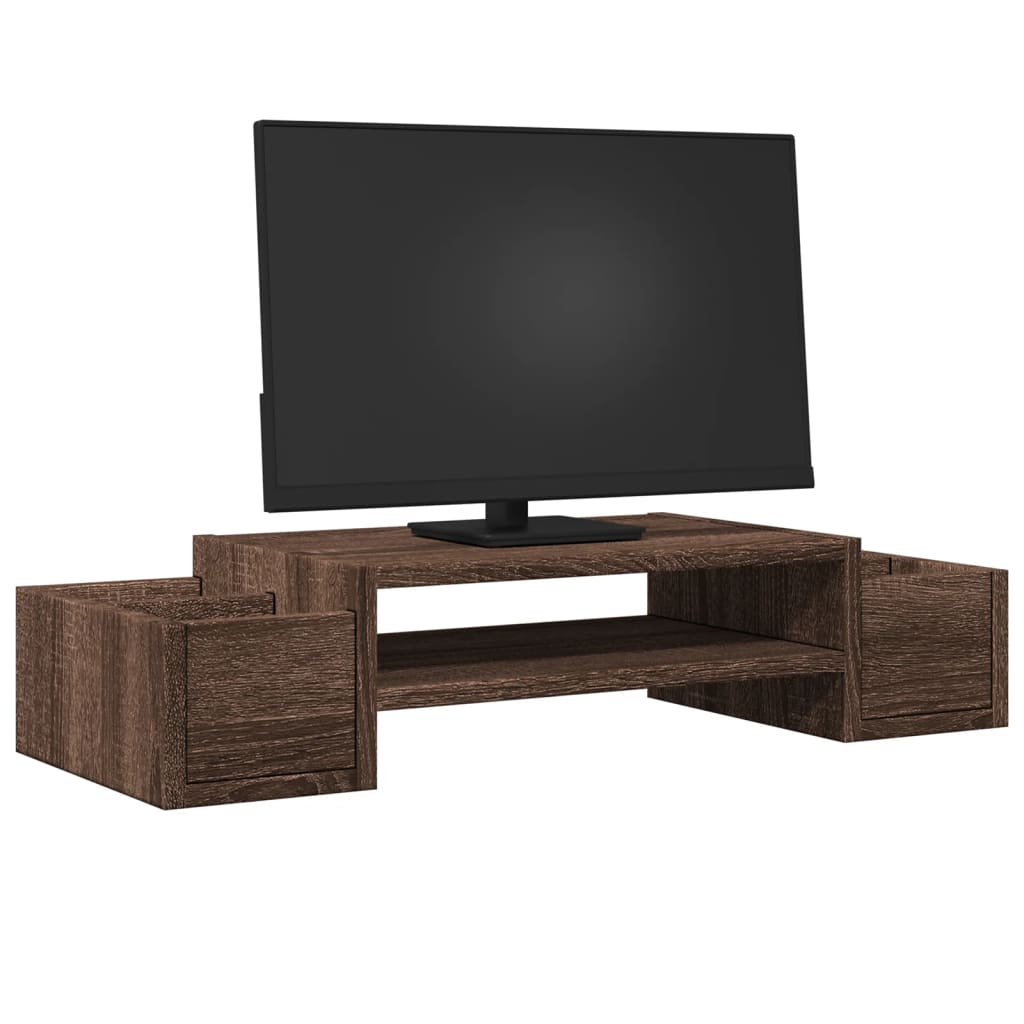 Vidaxxl Monitorständer mit Stauraum 70x27x15 cm Holz braune Eiche