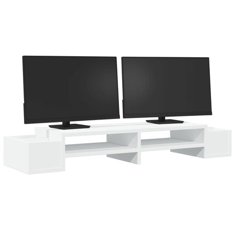 Vidaxxl Monitorständer mit Stauraum 100x27x15 cm Holzwerkstoff weiß