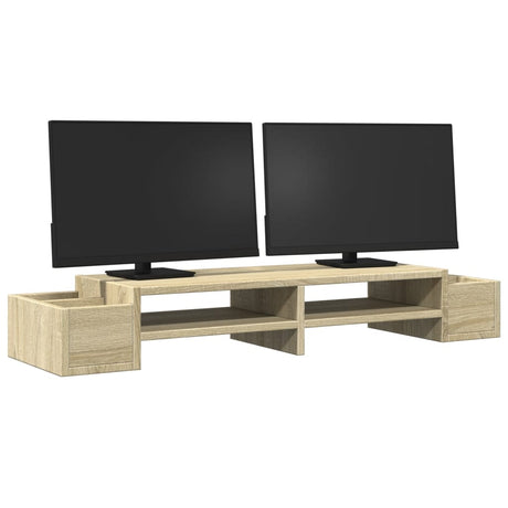 Vidaxxl Monitorständer Stauraum 100x27x15 cm Holz Sonoma Eiche