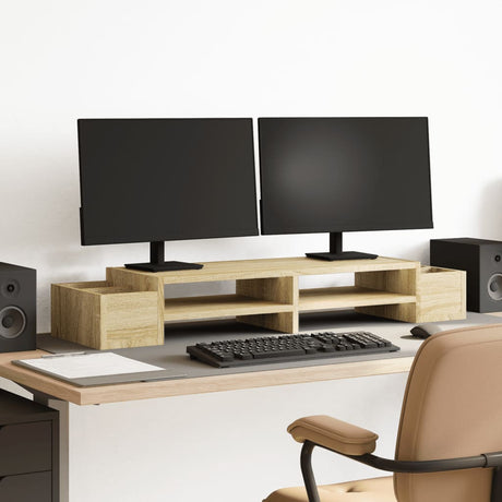 Vidaxxl Monitorständer Stauraum 100x27x15 cm Holz Sonoma Eiche