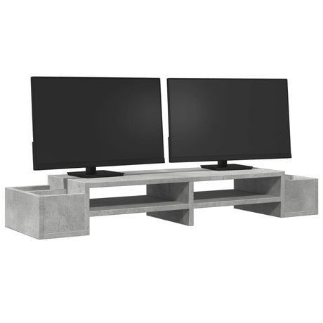 Vidaxxl Monitorständer mit Stauraum 100x27x15 cm Holz Betongrau