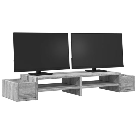 Vidaxx Monitorständer Stauraum 100x27x15 cm Holz grau Sonoma