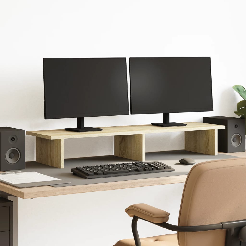 Vidaxxl Monitorständer 100x27x15 cm, Holzwerkstoff Sonoma-Eiche-farbig
