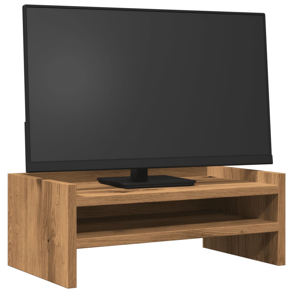VidaXL-Monitorständer 42 x 24 x 16 cm, handgefertigtes Holz, handwerkliche Eichenfarbe