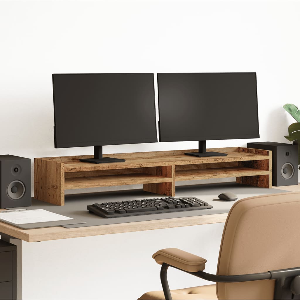 Vidaxxl Monitorständer 100x24x16 cm fertiges Holz, altholzfarben