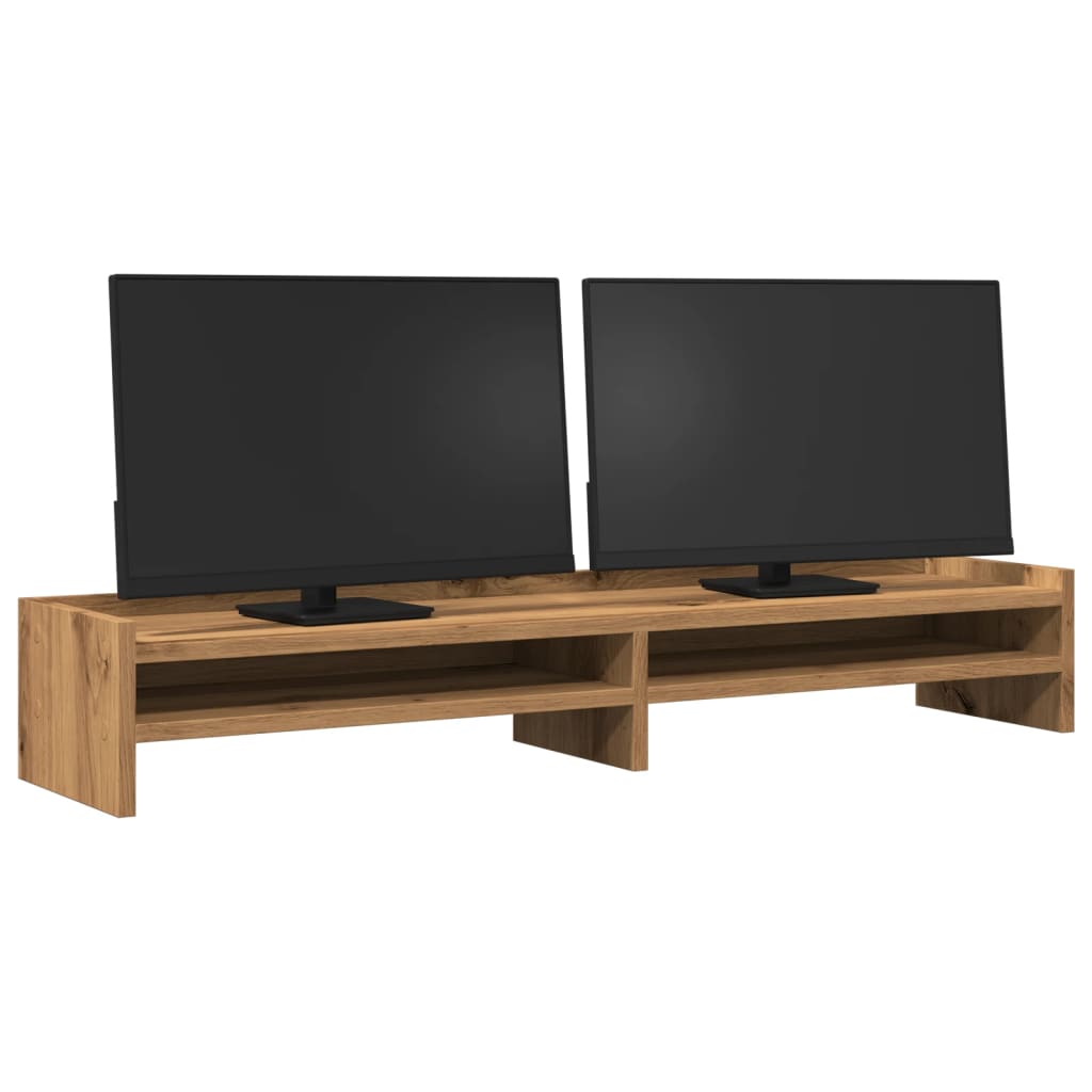 VidaXL Monitorständer 100 x 24 x 16 cm, handgefertigtes Holz, handgefertigte Eiche