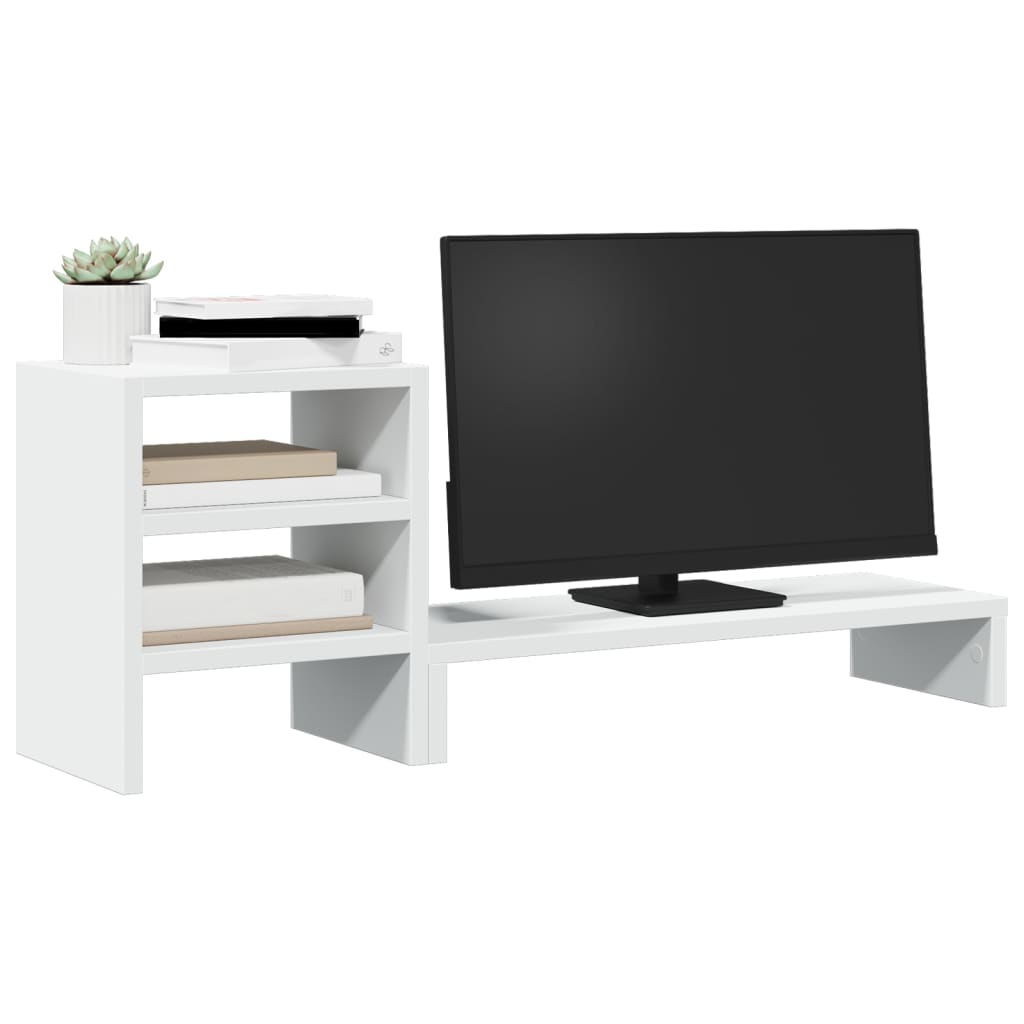 Vidaxxl Monitorständer mit Schreibtisch-Organizer, lackiertes Holz, weiß
