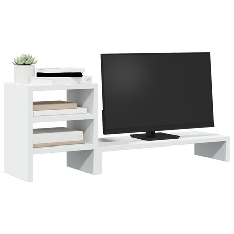 Vidaxxl Monitorständer mit Schreibtisch-Organizer, lackiertes Holz, weiß