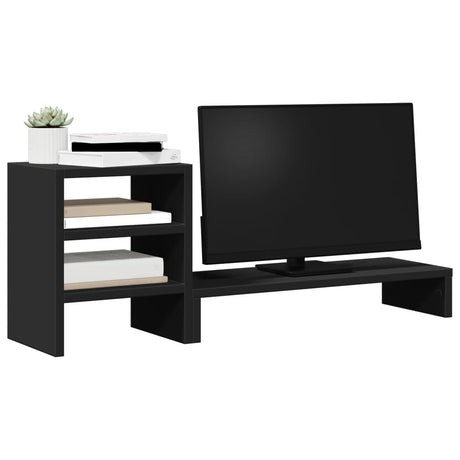 Vidaxxl-Monitorständer mit Schreibtisch-Organizer, lackiertes Holz, schwarz