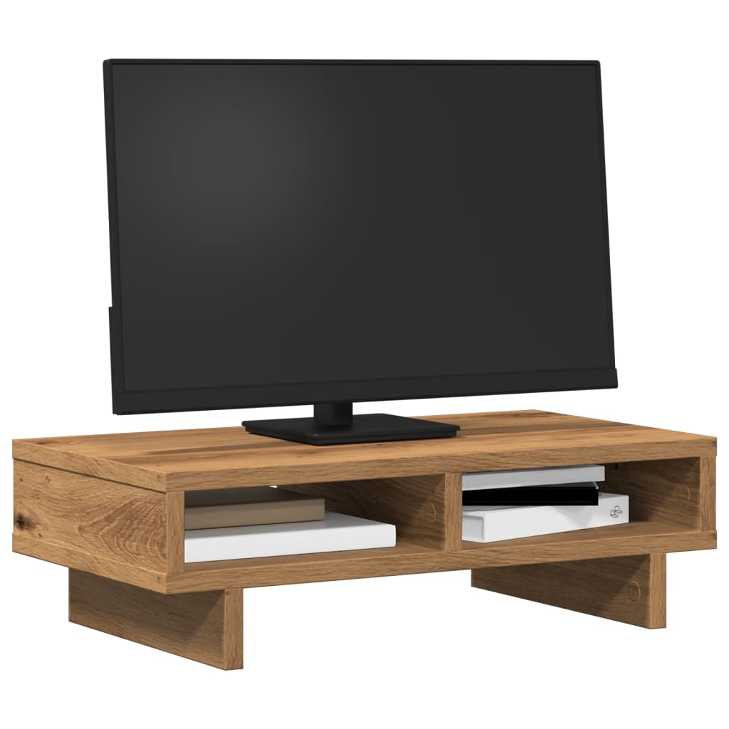 VidaXL-Monitorständer 50 x 27 x 15 cm, handgefertigtes Holz, handwerkliche Eichenfarbe