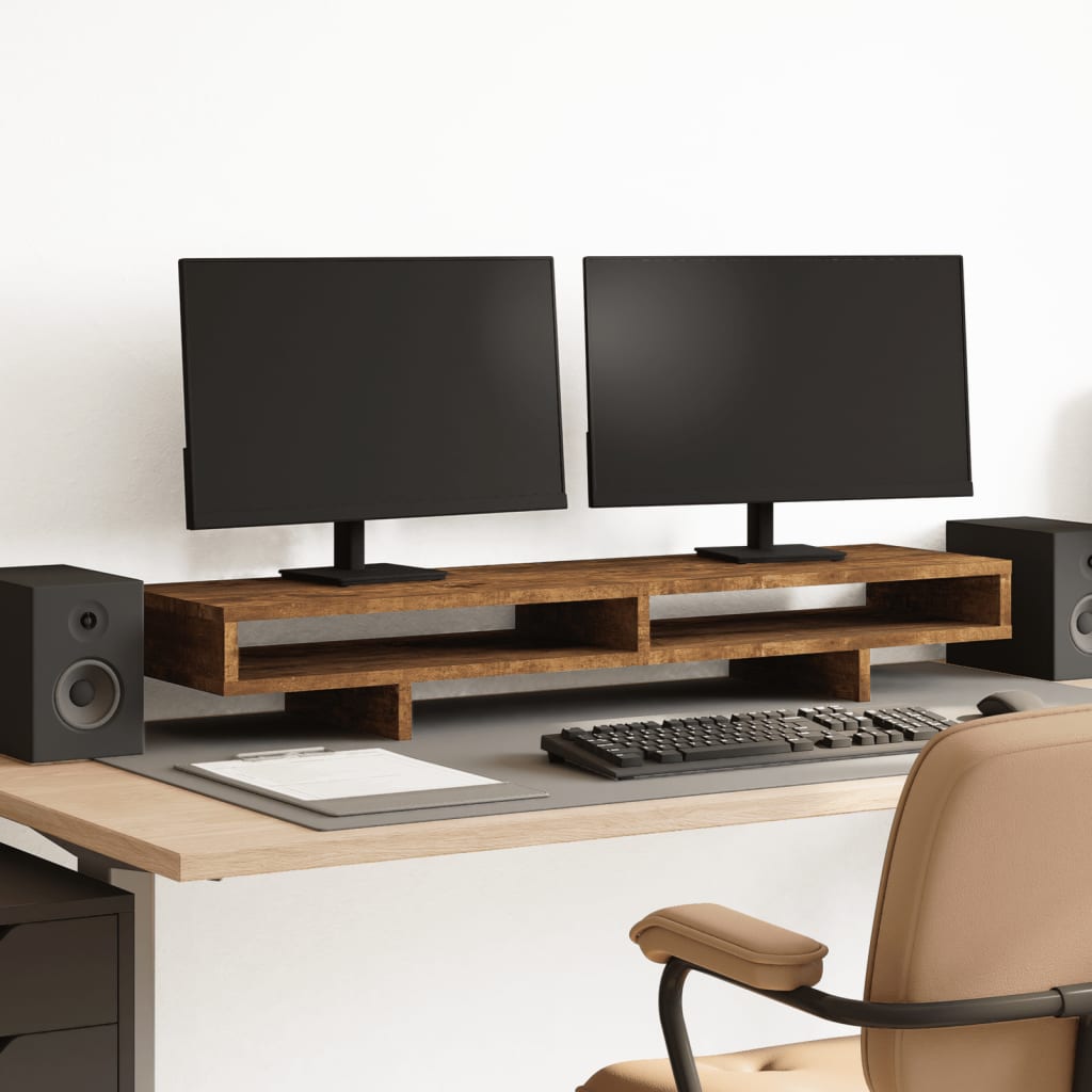 VidaXL Monitorständer 100x27x15 cm verarbeitetes Holz, geräucherte Eiche